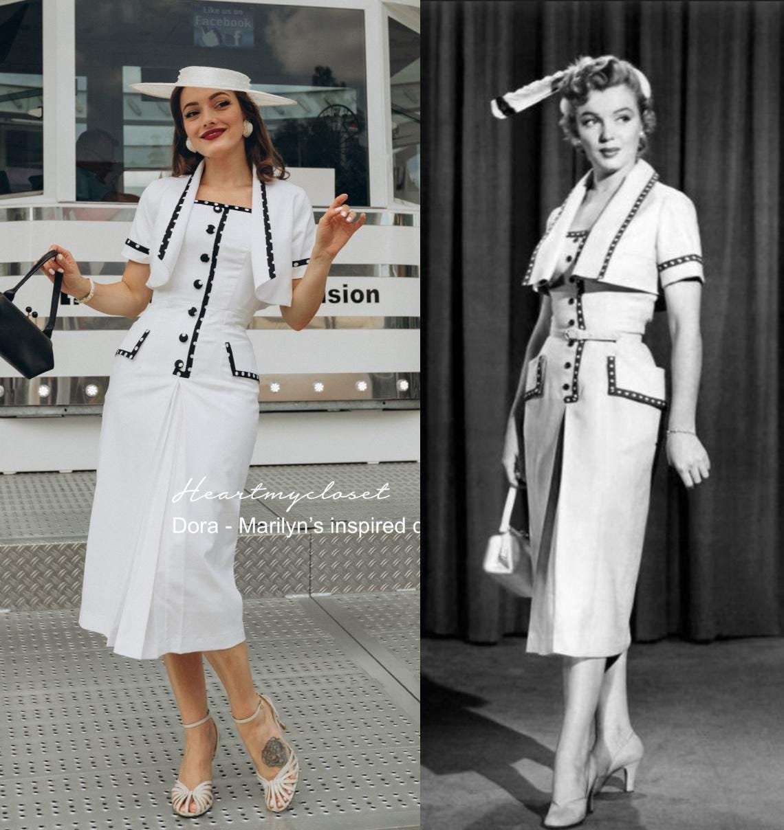 アメリカ製 50s オルモルスタイル フィリグリー宝石箱 ヴィンテージ Dora- Marilyn Monroe Inspired Bolero + Pencil Dress Custom Made