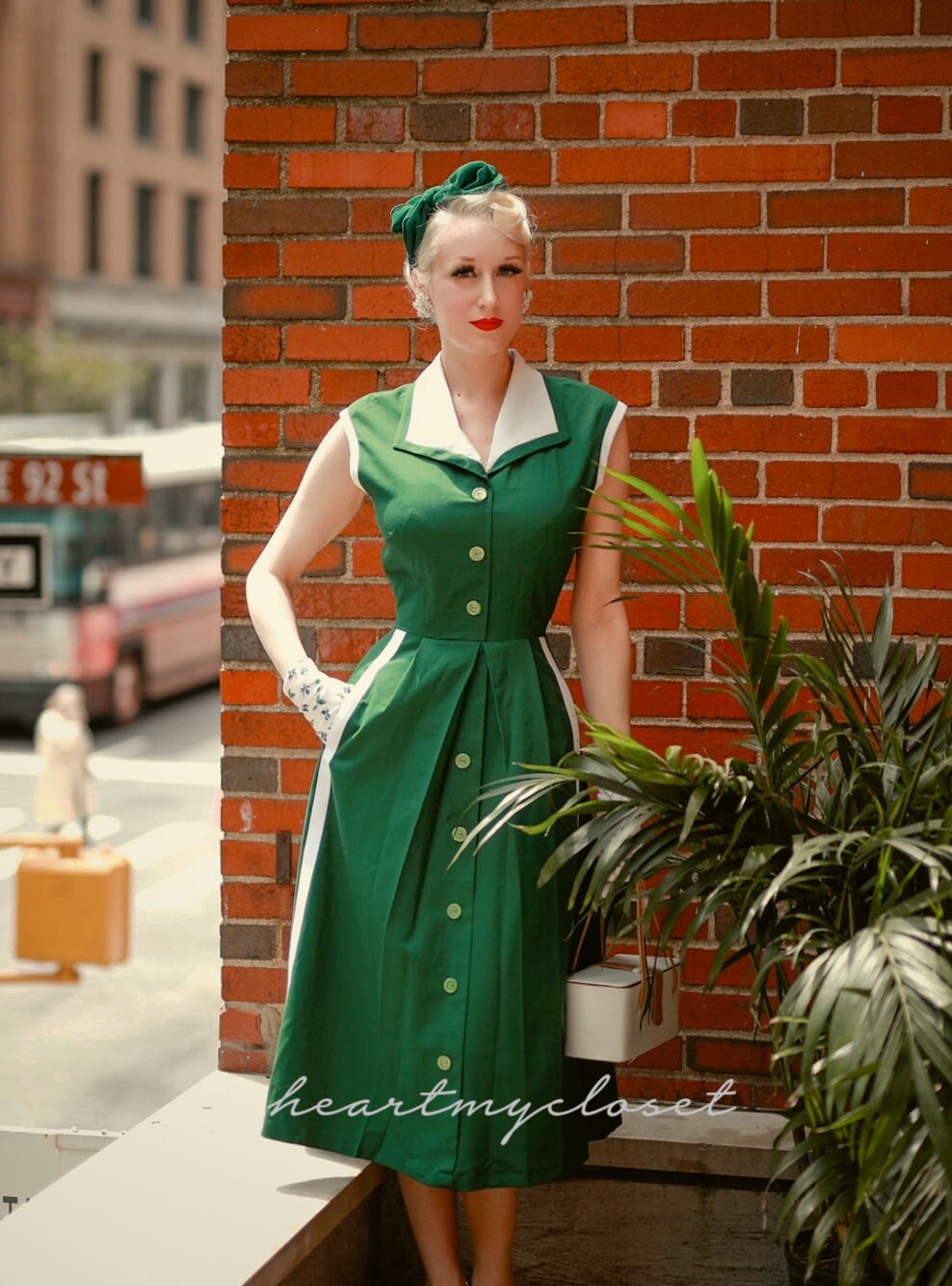 Pleated Aline Retro Vintage Dress 50s Custom Made Etsy UK