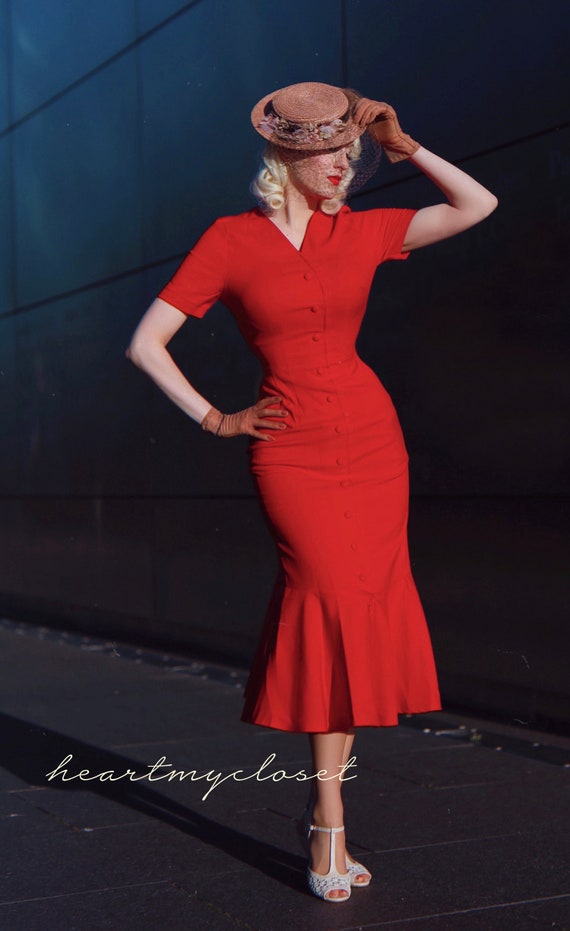 Fedt Slumkvarter Tolkning Red Mermaid Wiggle / Custom Made Dress Retro 50s Made to - Etsy