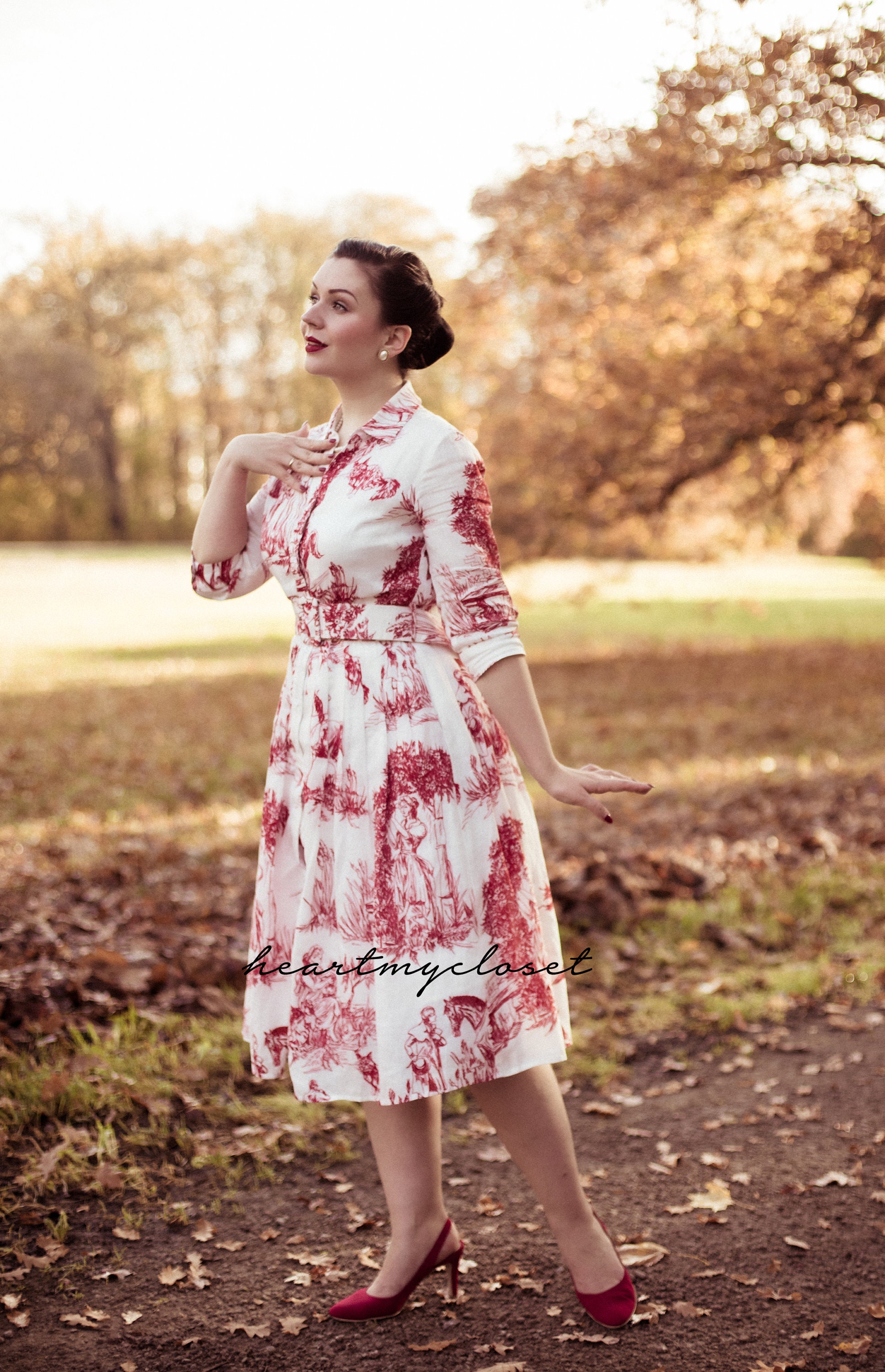 ワンピース Riu Toile de Jouy dress Toile De Jouy Prairie Dress With Puffy Sleeves,blue French