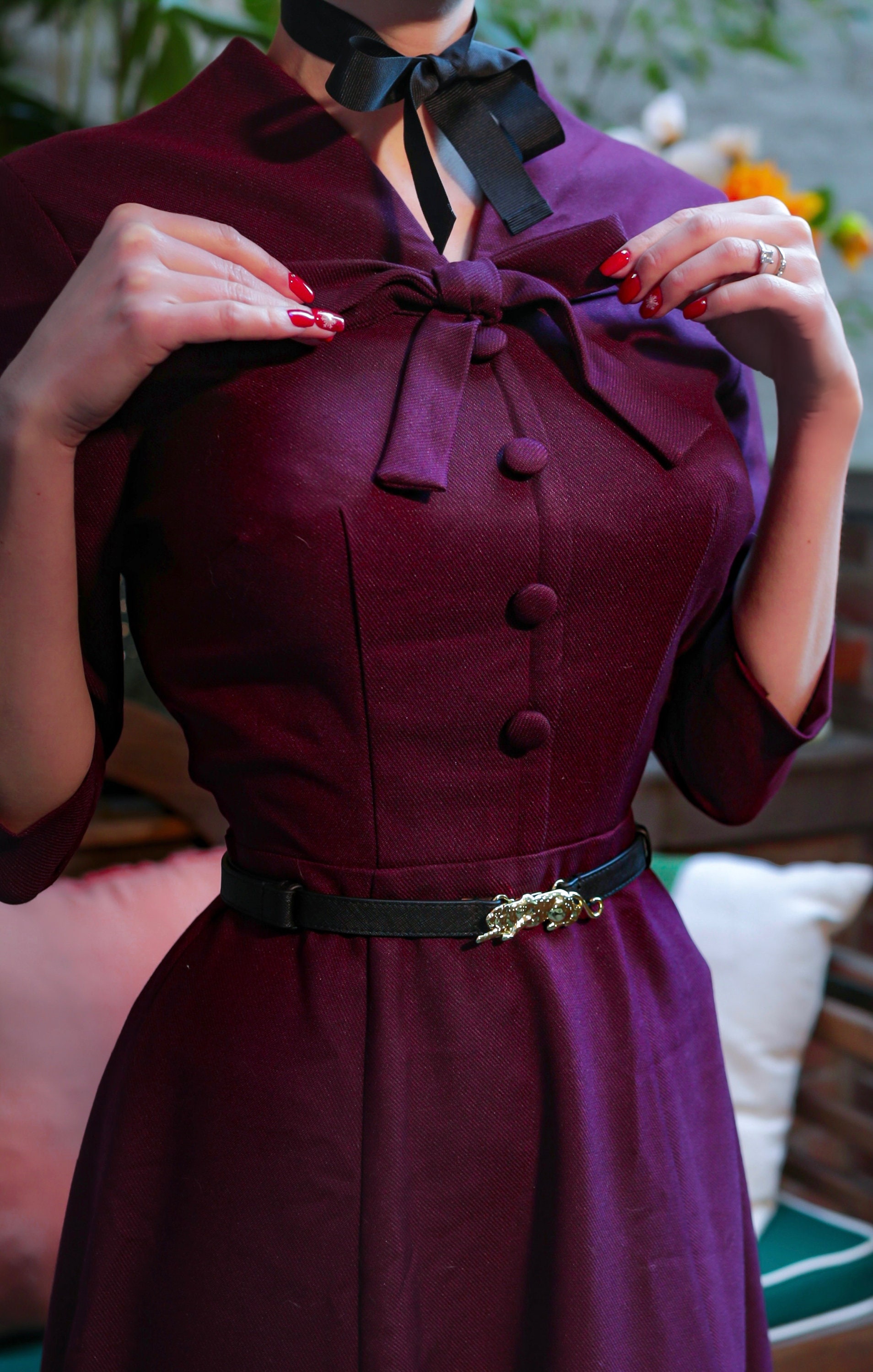 Willow Dress With Belt- 1950s A-line Vintage Dress Custom