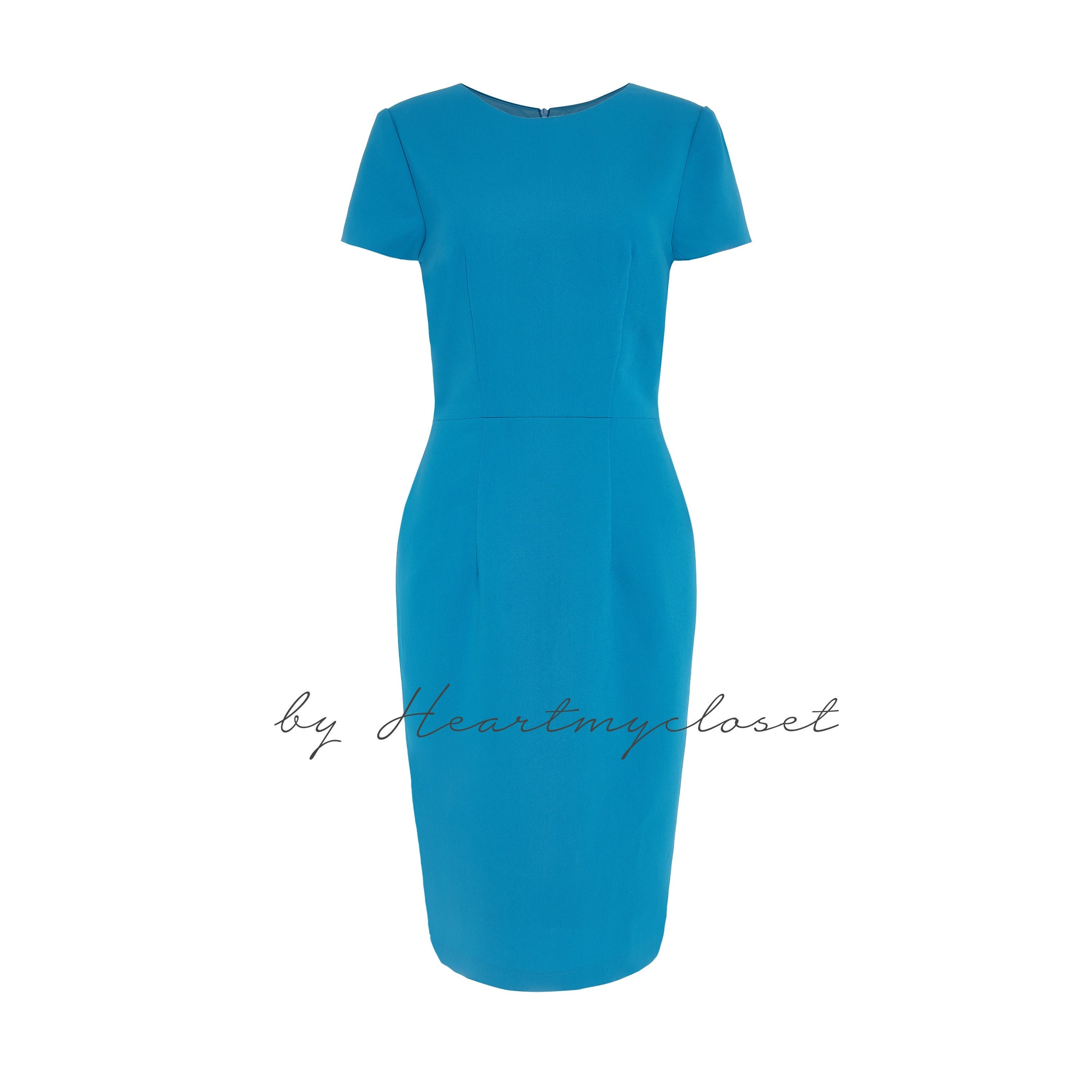 meghan markle blue and white floral dress Short A-Line Wedding-Guest Party Dress main image 0