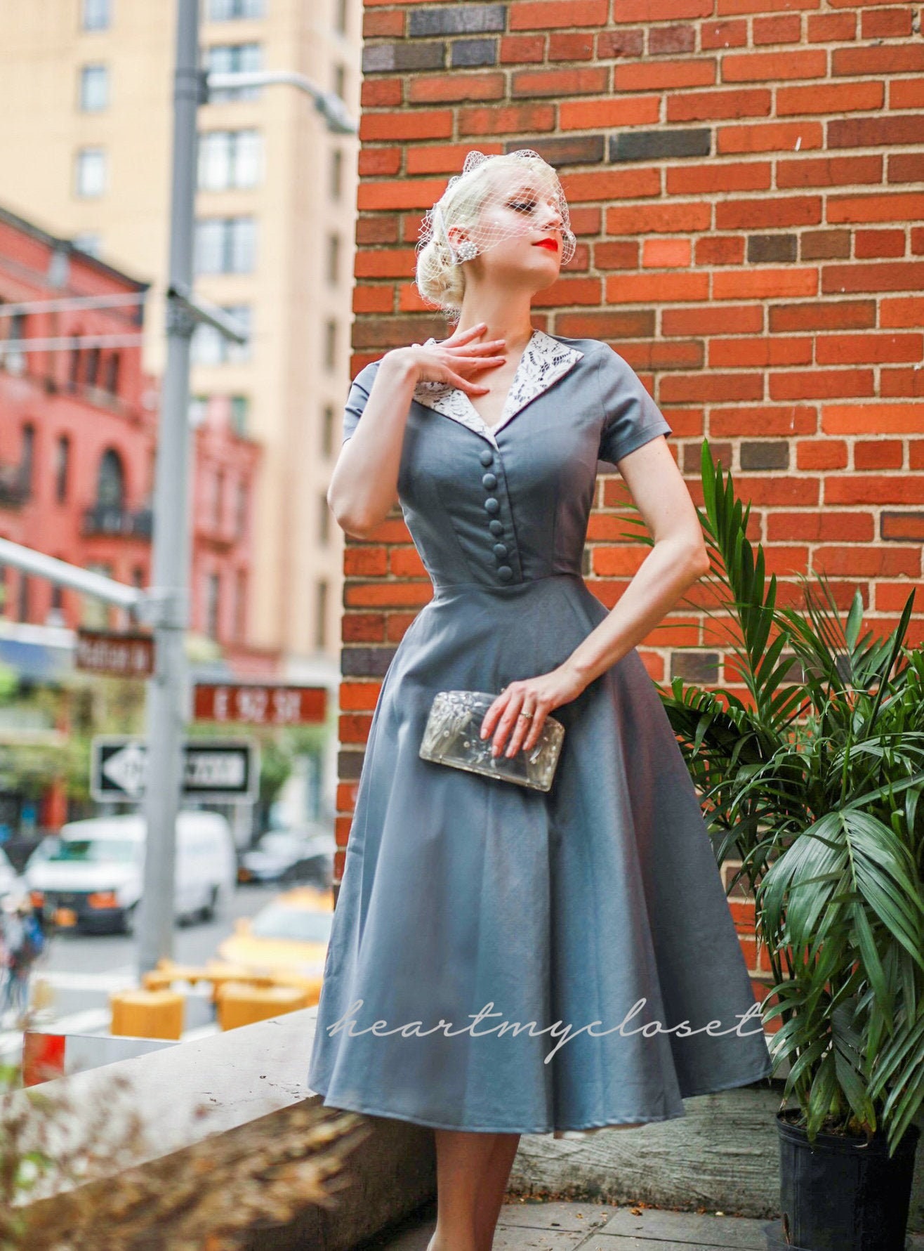 Rose Lace Retro Vintage Dress 50s Custom Made 