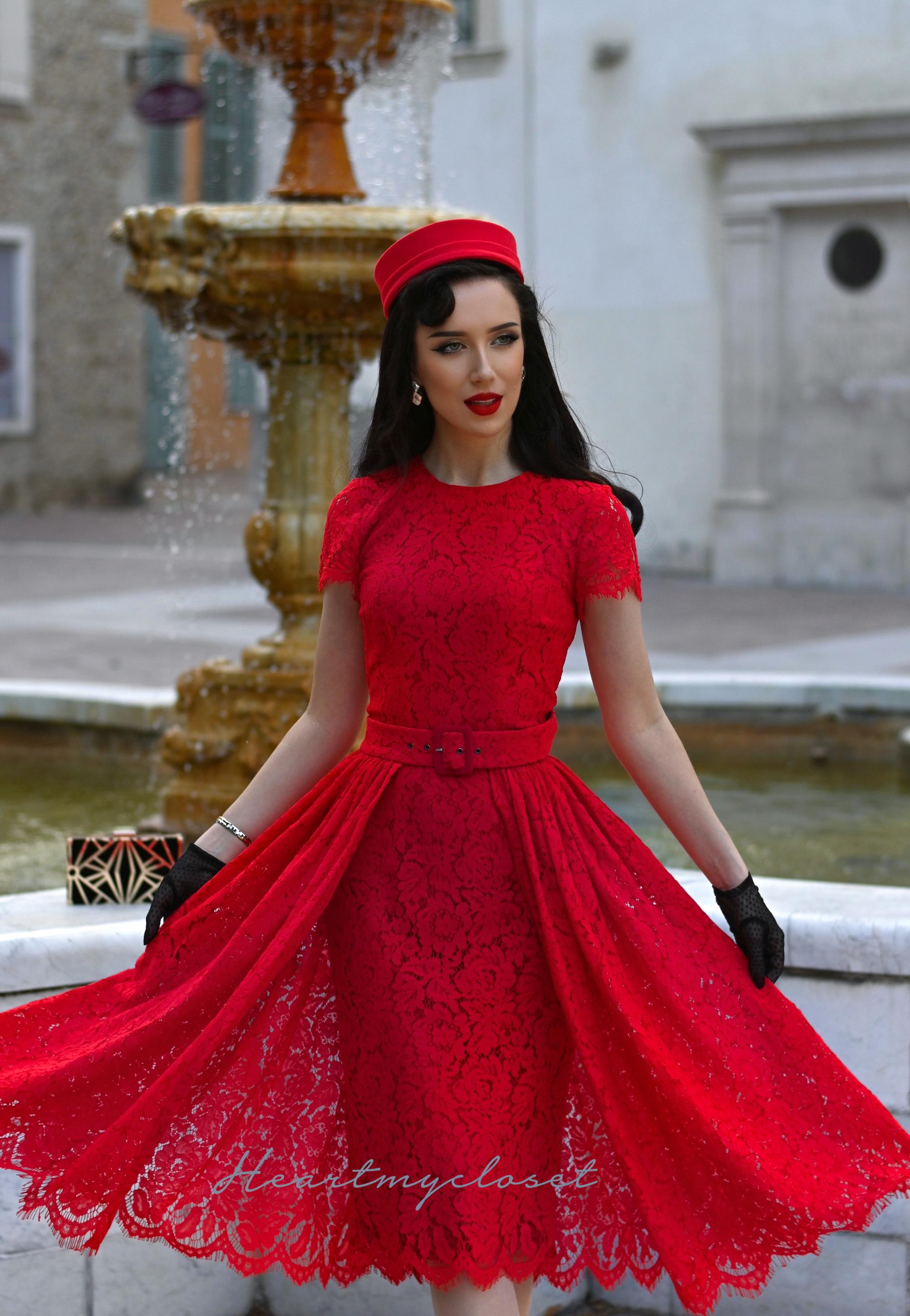 knee length dresses for ladies Miss Circle Women Nessa Red Lace Satin Corset Maxi Dress main image 1