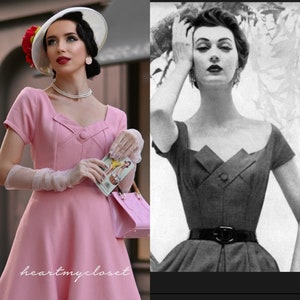 VIOLA swing vintage dress inspired retro 50s custom made