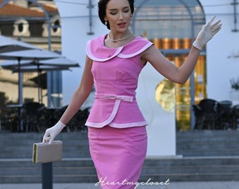 DORIS Suit - Vintage 1950s Suit With Pencil Skirt - Solid Colors