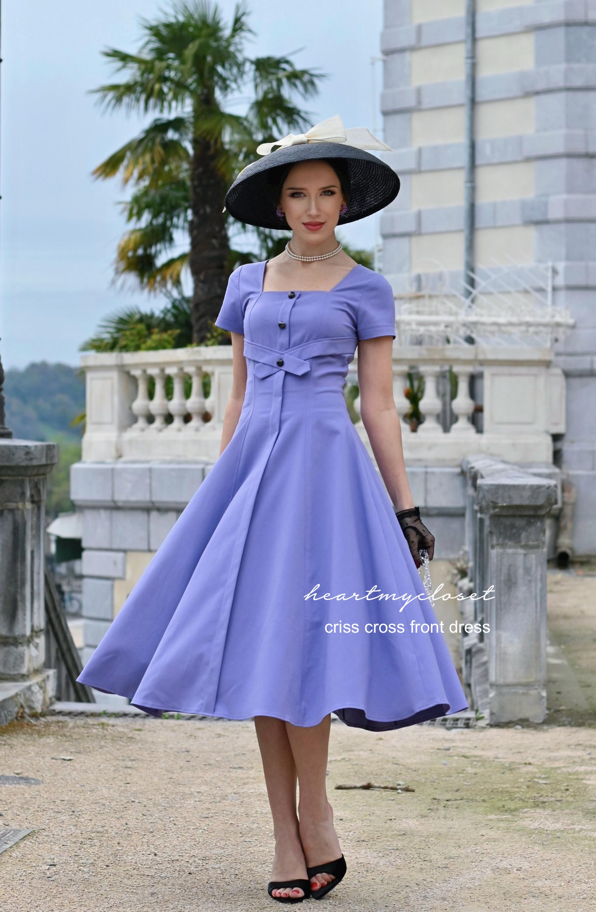 Criss cross front /1950s swing / custom made dress retro 50s made to measure pinup clothing