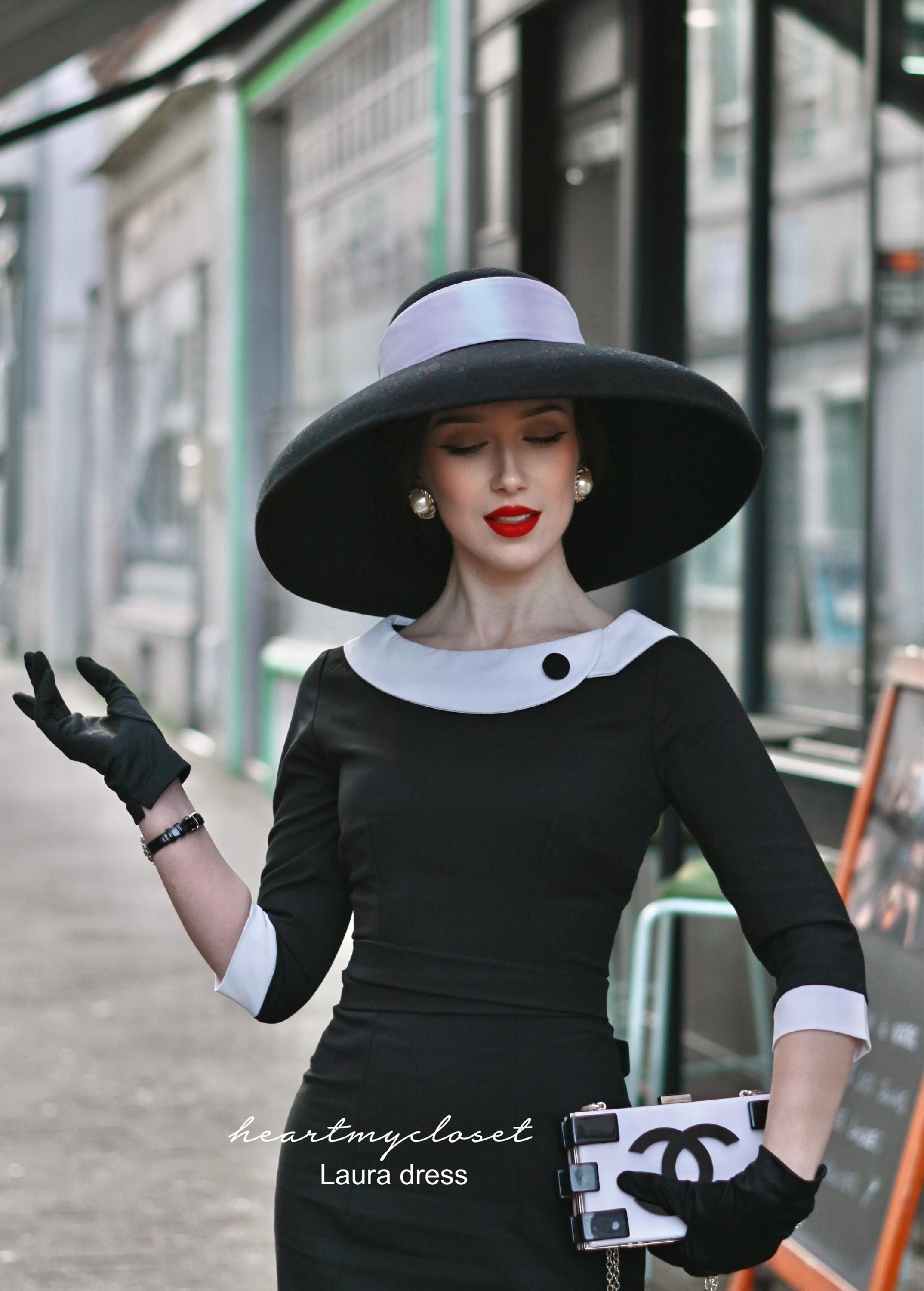 Laura - Vintage Inspired Pencil Dress With Contrast Collar - Etsy