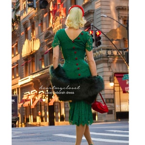 Lace Deborah pencil pleated button back- vintage dress inspired custom made