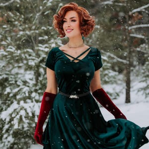Aria swing velvet- 1950s vintage dress inspired from White Christmas movie