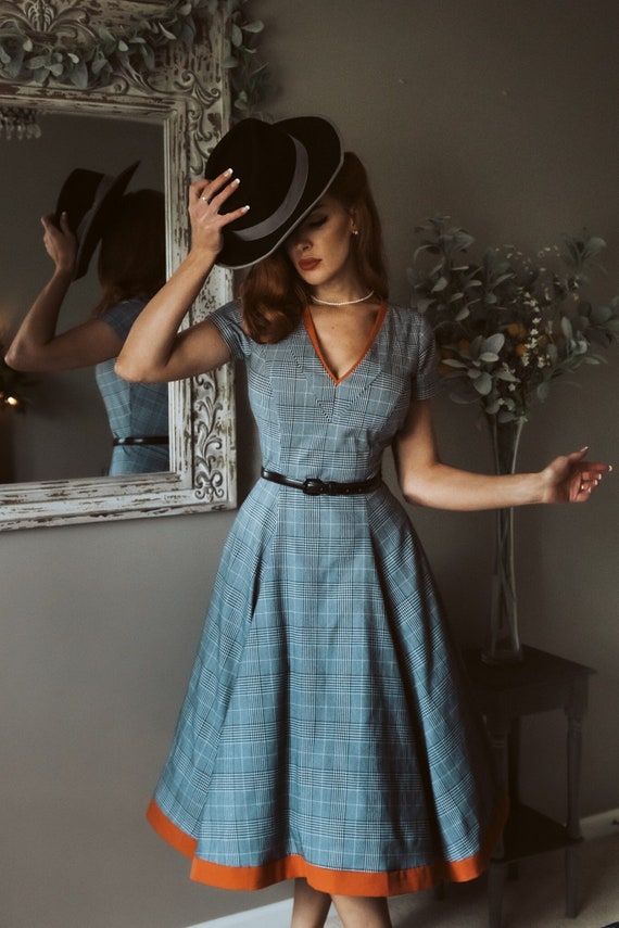 1950s Retro Swing Dress - Teal