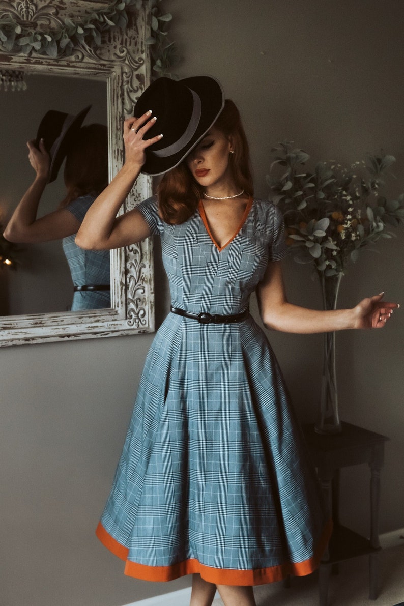 Plaid swing dress tv inspired vintage dress custom made 1960s image 1