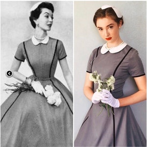Vintage inspired swing rockabilly dress custom made collar