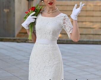 ANNA Lace- 1950s Vintage Dress With Pleat at Back Wedding - Etsy