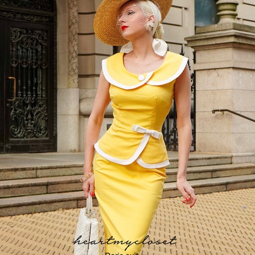 DORIS Suit - Vintage 1950s Suit With Pencil Skirt - Solid Colors