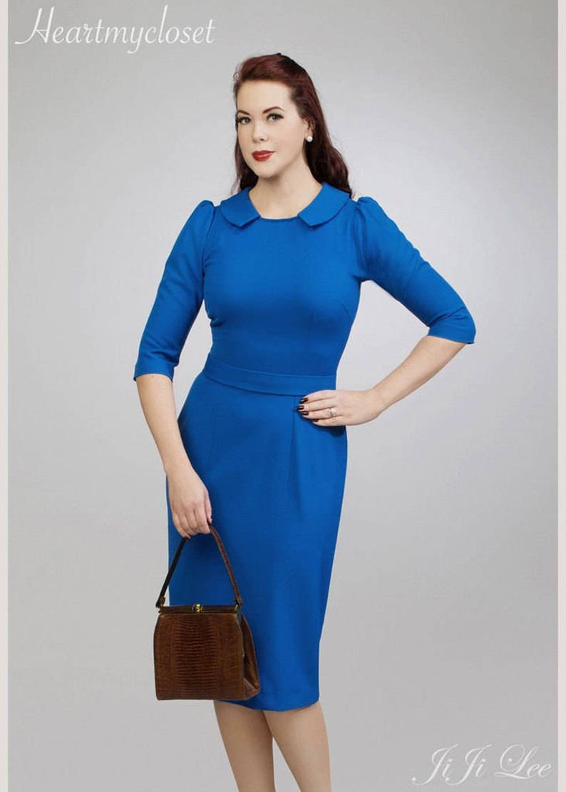 kate middleton blue pencil rockabilly celeb inspired dress custom made image 1