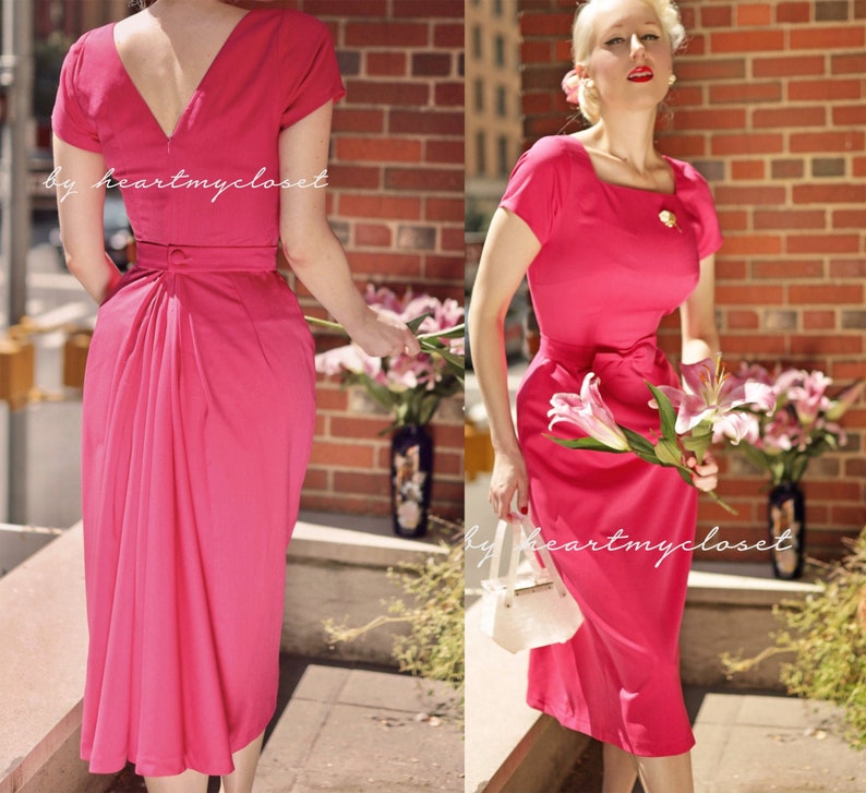 ANNA- 1950s vintage dress with pleat at back image 1