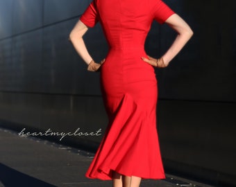 Red Mermaid Wiggle / Custom Made Dress Retro 50s Made to Measure Pinup  Clothing - Etsy