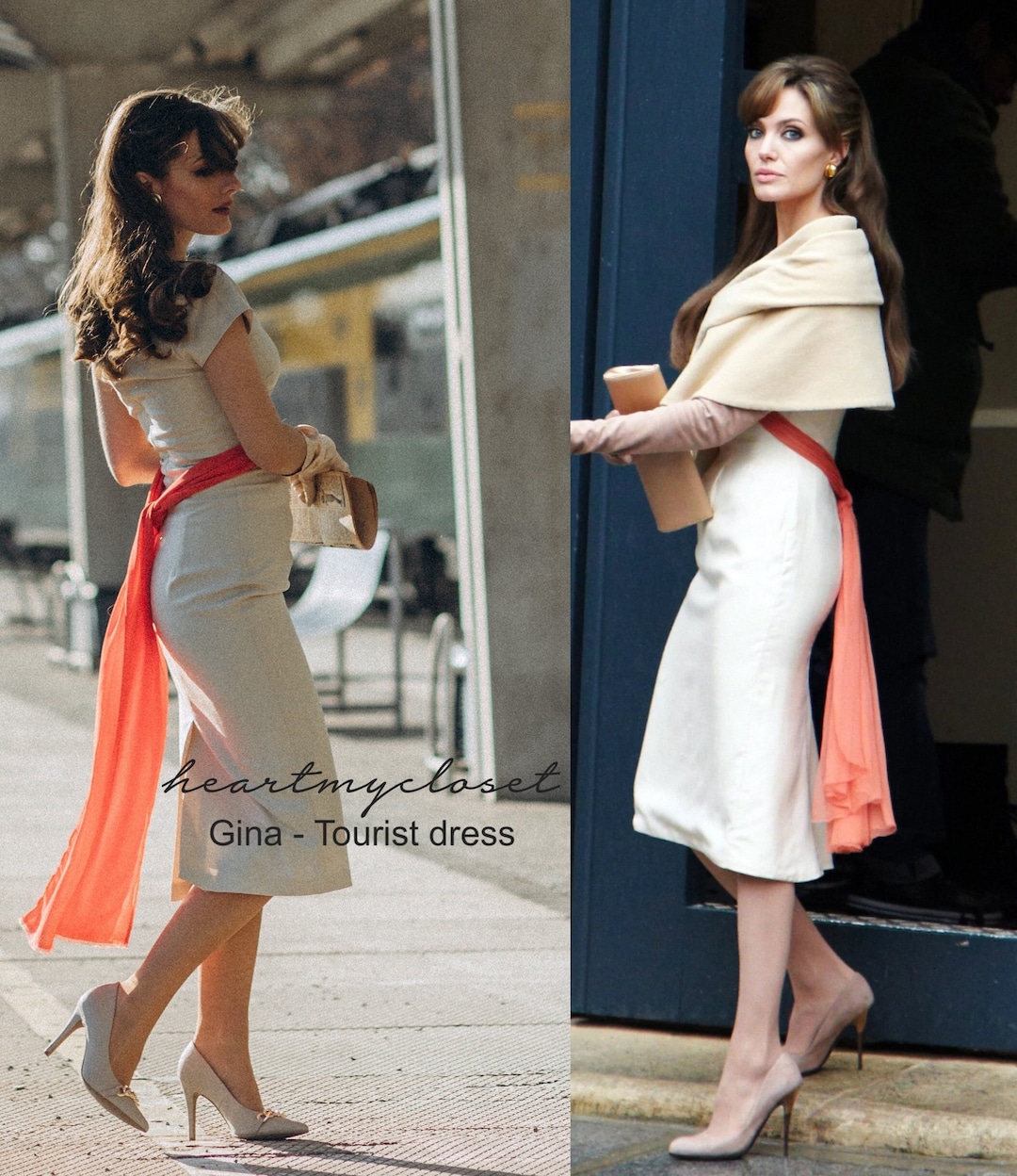 Gina the Tourist Inspired Pencil Dress With Sash Custom Etsy