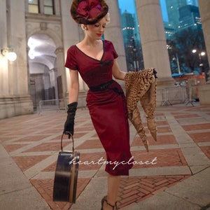 Ashley vintage inspired pencil bow dress rockabilly vintage custom image 3