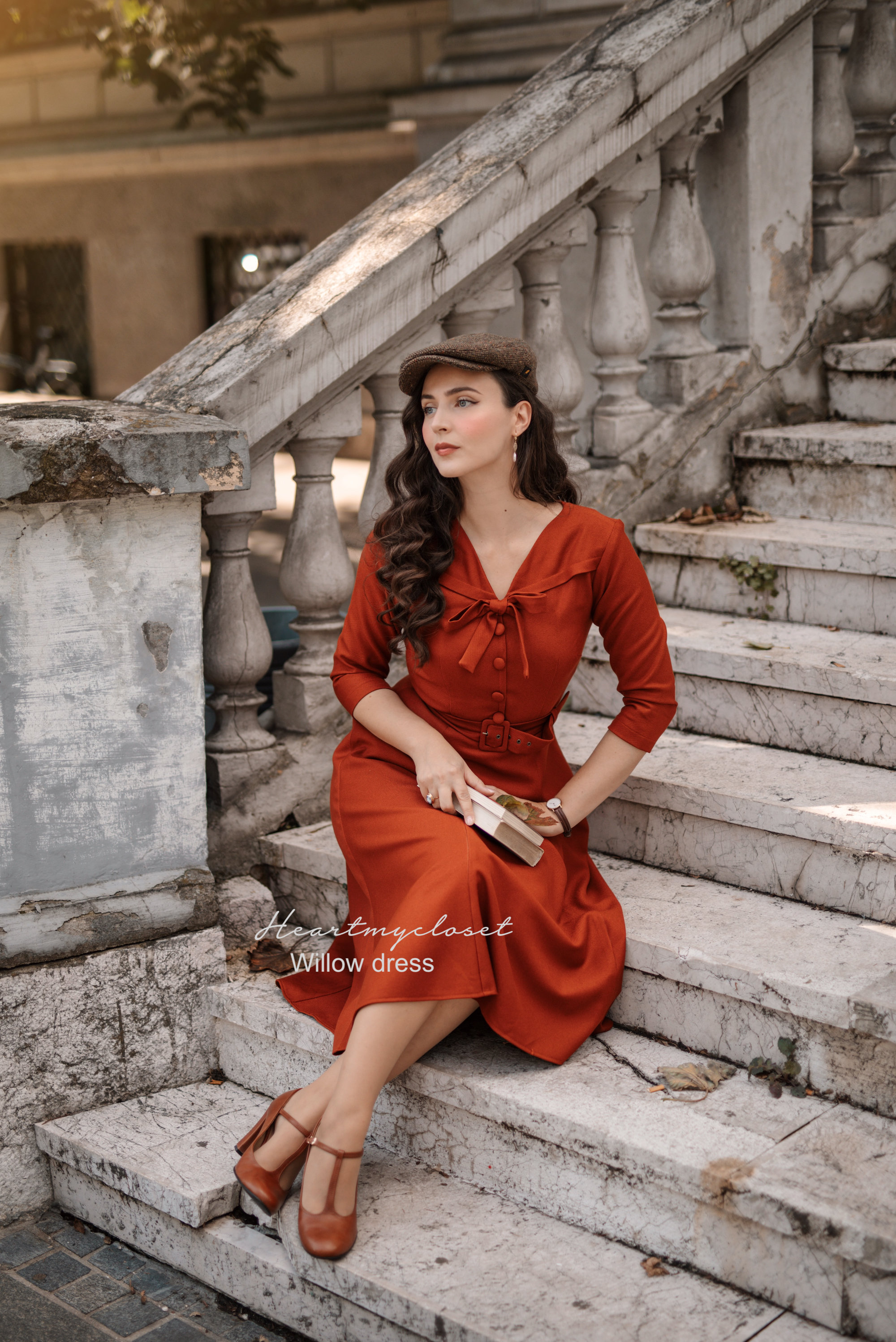 Willow -rust Orange 1950s A-line Vintage Dress Custom Made Willow -rust Orange 1950s A-line Vintage Dress Custom Made
