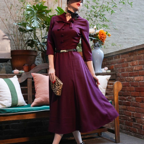 Willow Dress With Belt 1950s A-line Vintage Dress Custom Made - Etsy
