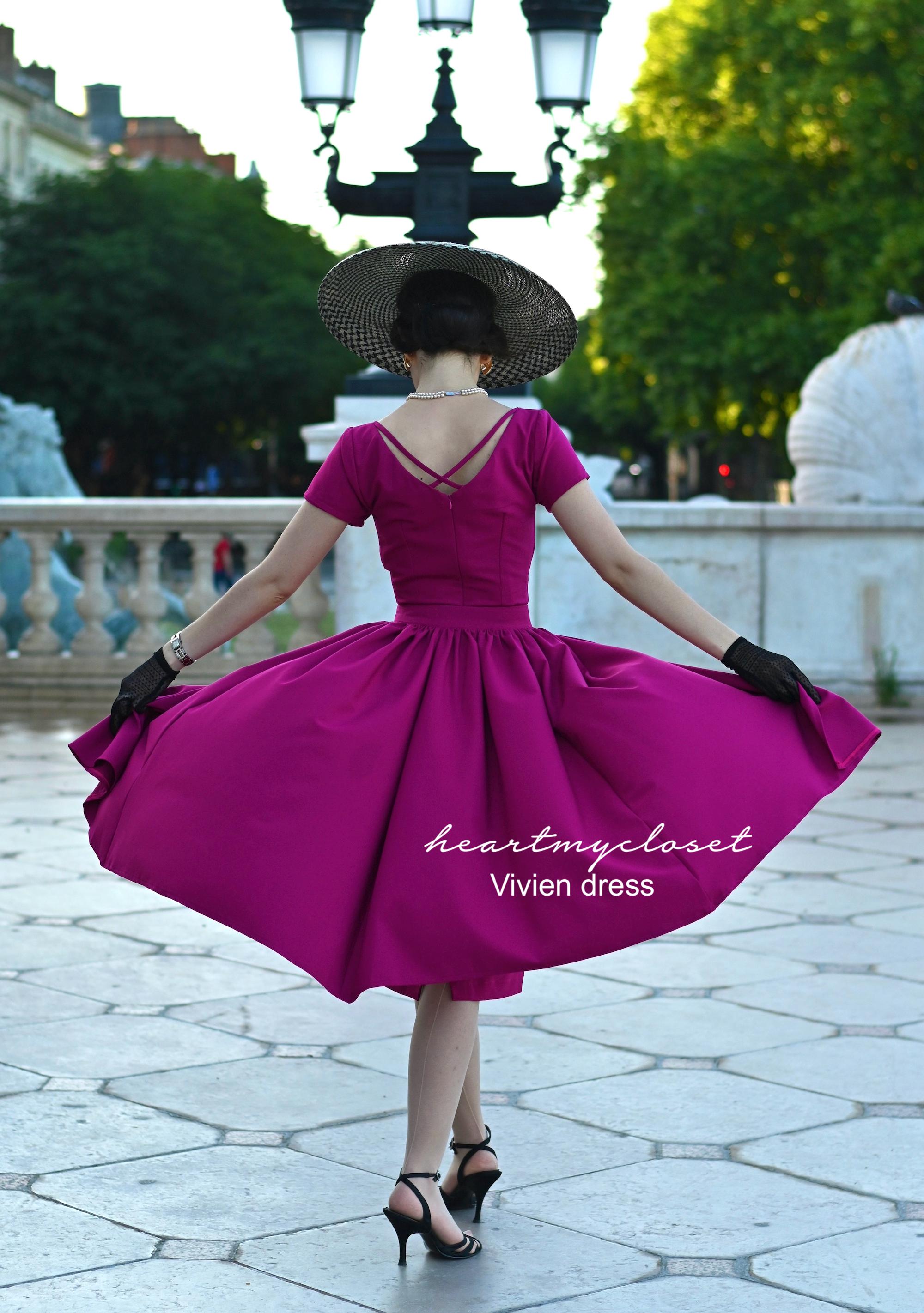 50s chiffon dress Vintage 50s dress beige heels black dress atf-sm-3.19.25 Color:Passionfruit