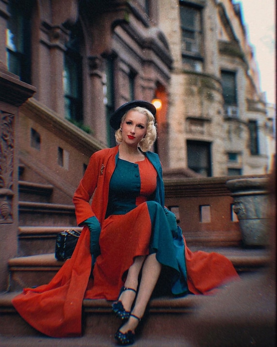 MARILYN - Tv Inspired Swing Dress Colorblock Rockabilly Vintage
