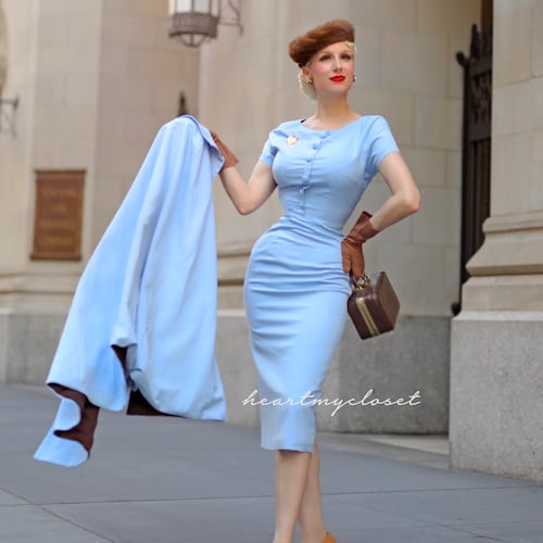 ANDREA Pencil Vintage Dress Inspired From Custom Made - Etsy