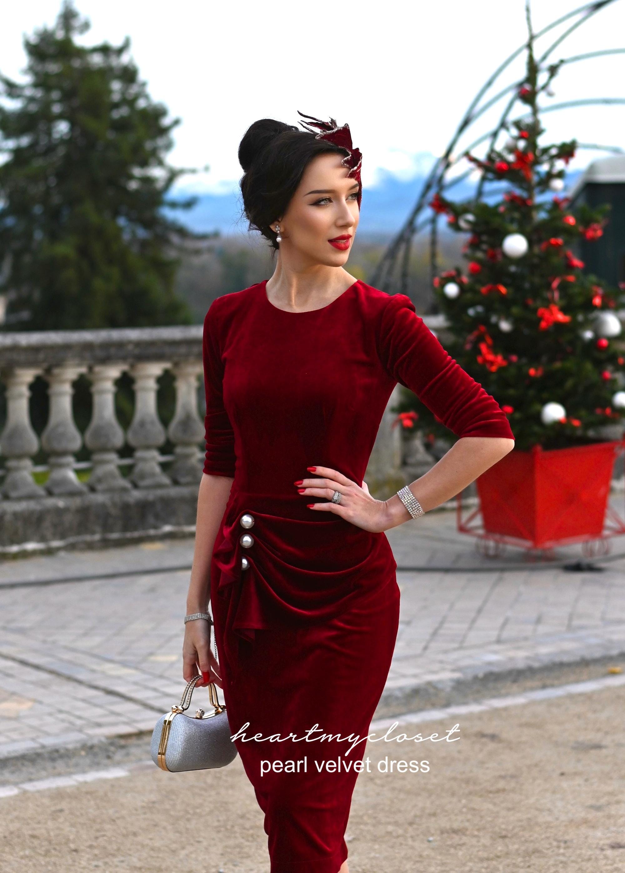 Velvet Pearl Dress Vintage Inspired Custom Made All Sizes - Etsy