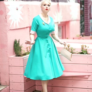 Swing Turquoise Dress With Contrast Rockabilly Vintage 50s Inspired ...