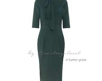 HALEY pencil dress with draped at neckline custom made all sizes