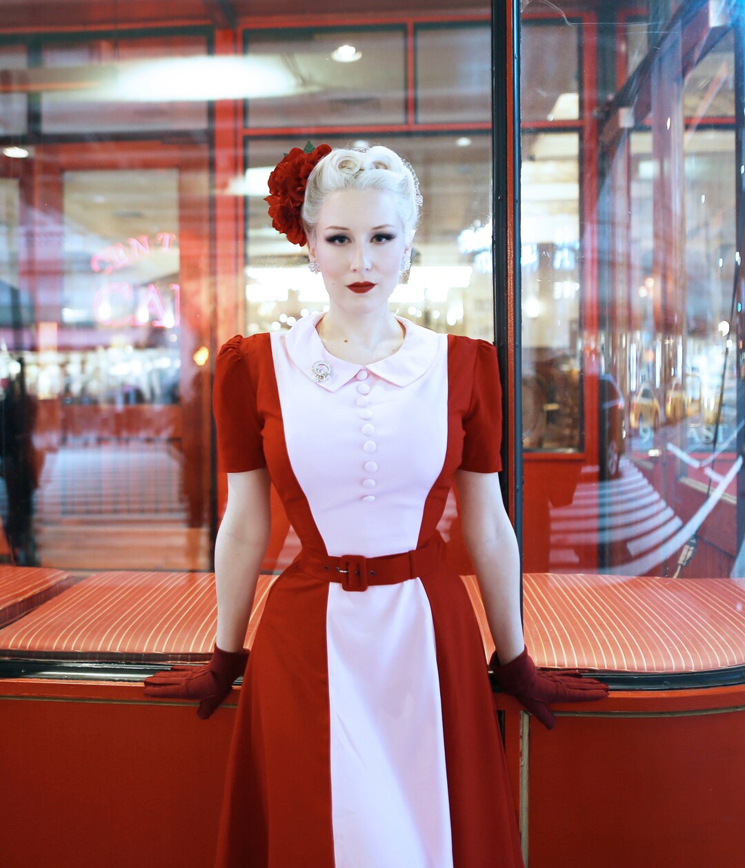 50s 60s ヴィンテージ ペインターエプロン REGAL ダックキャンバス Jackie - 2 Tone Swing Crepe Dress Custom Made Vintage 50s Inspired