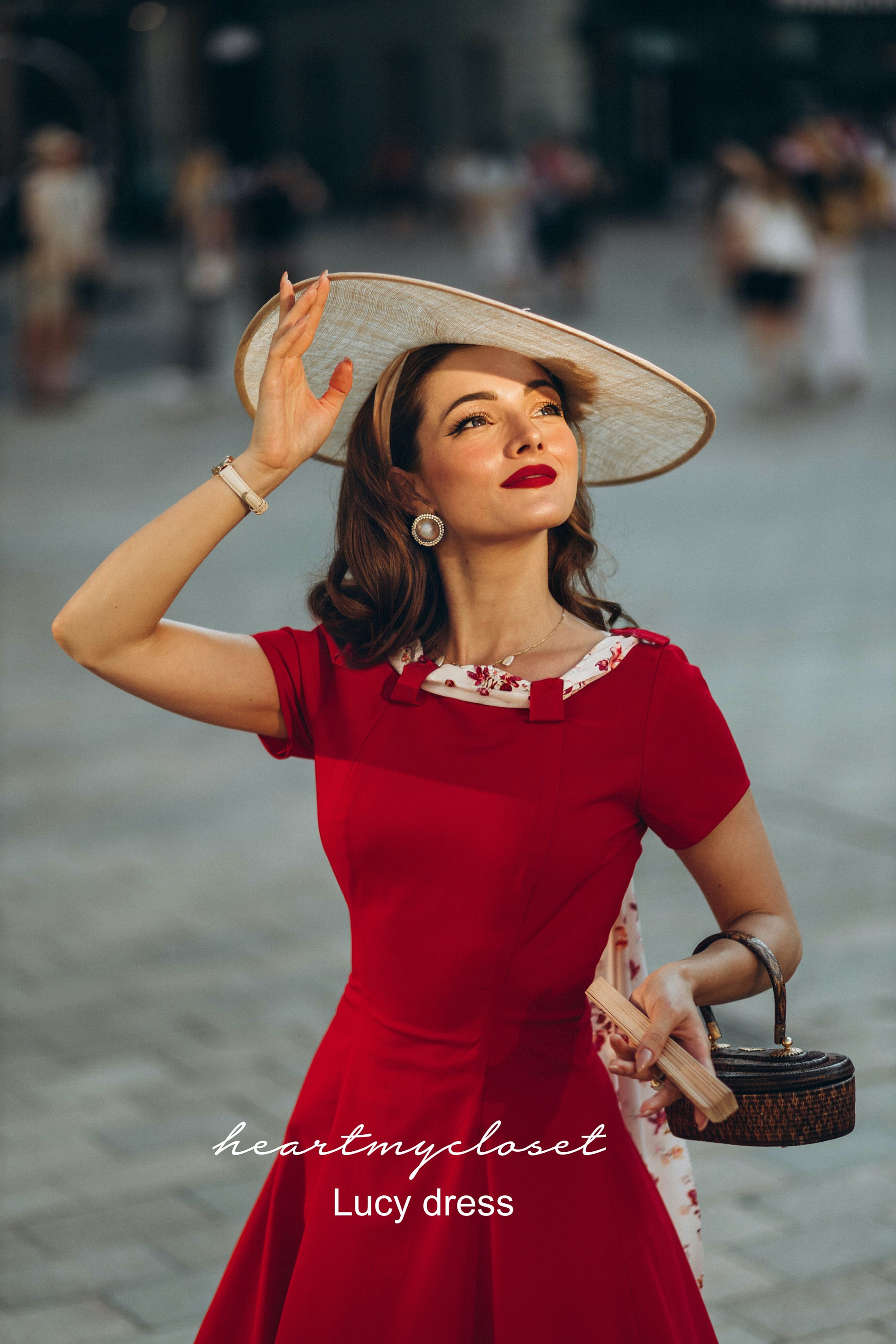 Abito Donna Stile Preppy Anni '50 - Vestito Swing Pin Up Rockabilly, Colore Vino Rosso, Elegante E Retrò - Foto 3