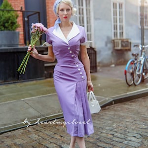 Julieann Pleat Dress 1950s Inspiration Dress Custom Made - Etsy
