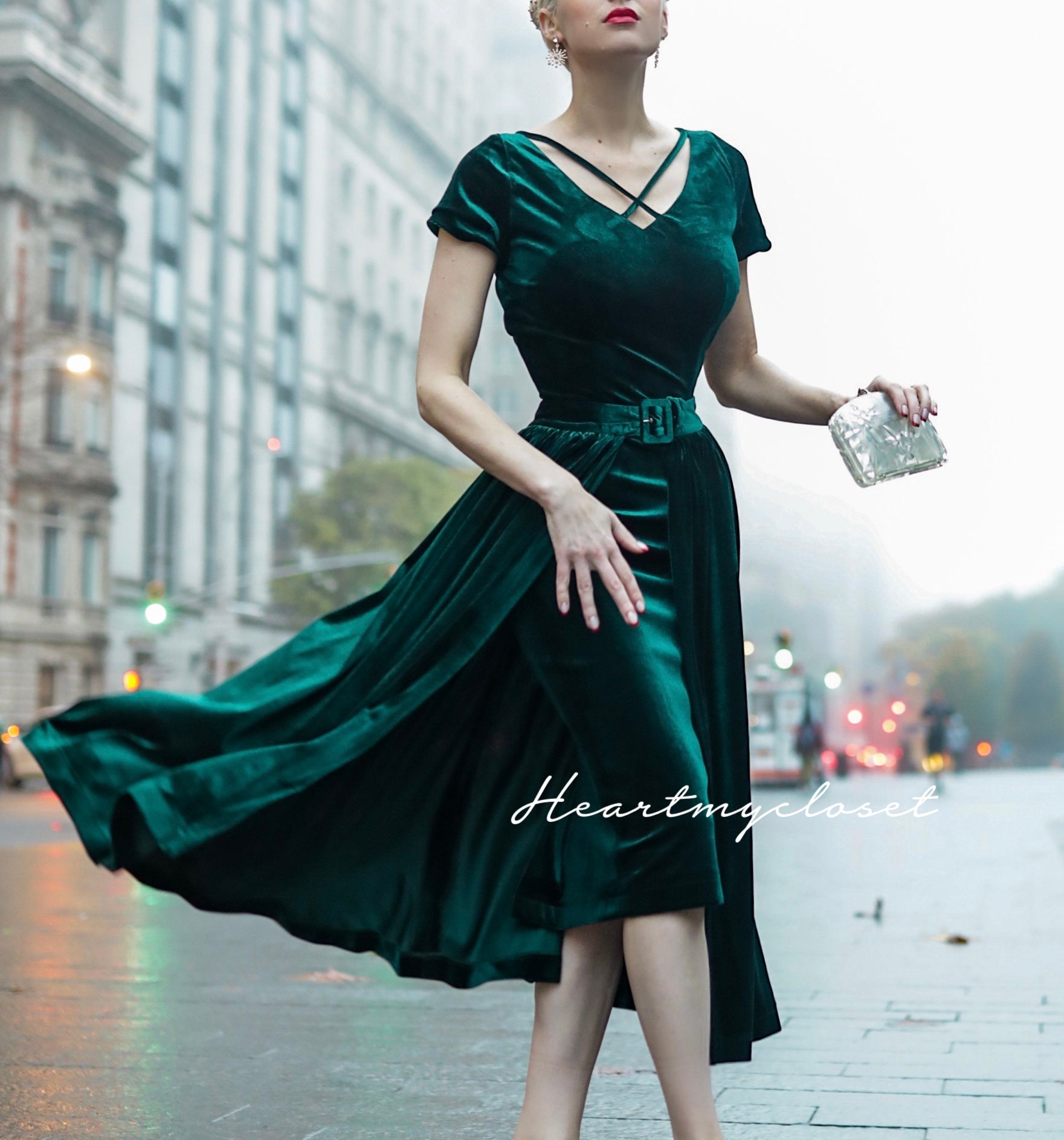 【新品未使用タグ付き】Sweet Moments Belted Dress M Moss Green Vivianne Dress | Pomander Place
