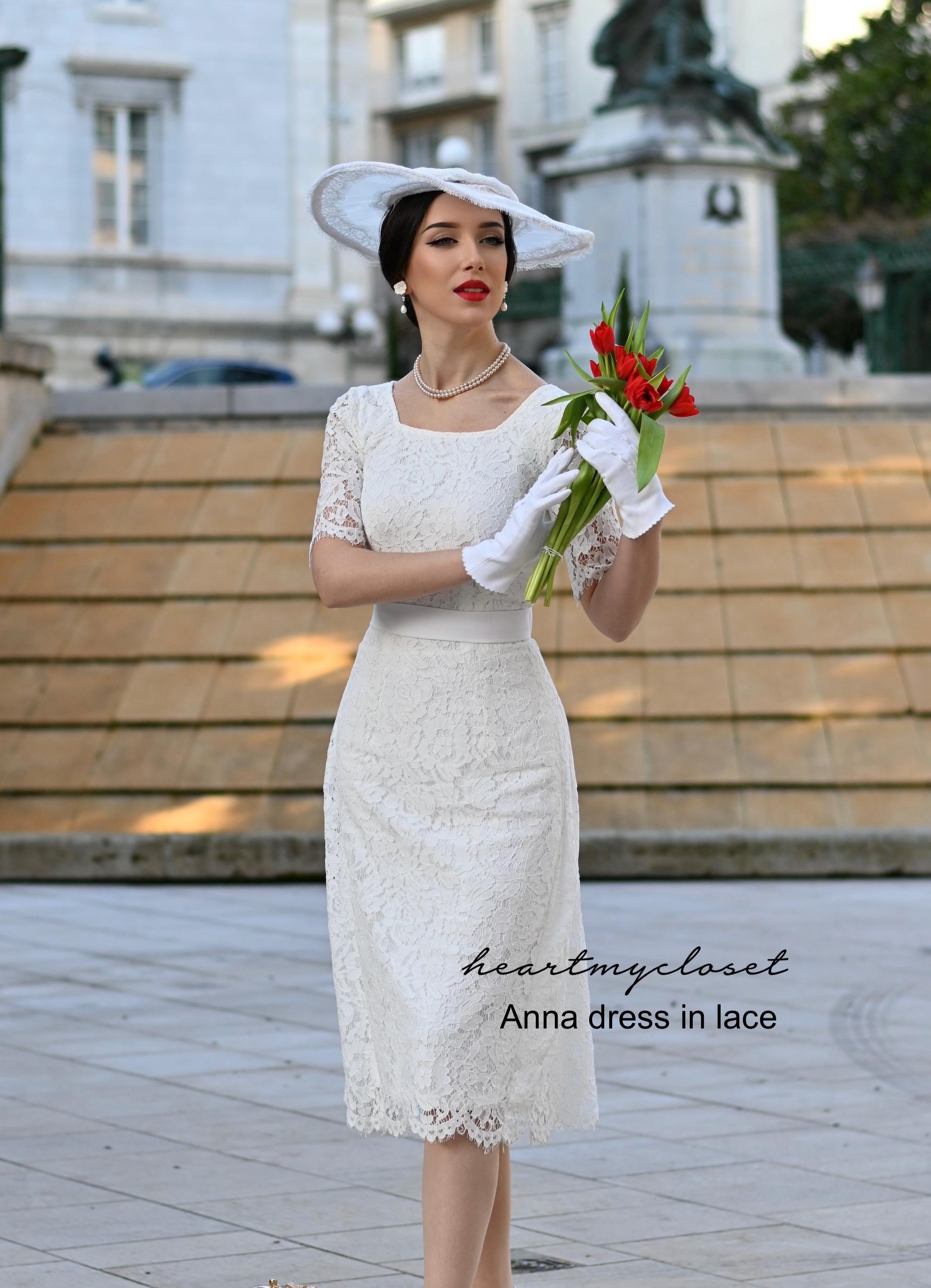 ANNA Lace- 1950s Vintage Dress With Pleat at Back Wedding - Etsy