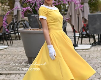 Canary swing dress - 1950s inspired retro custom made available
