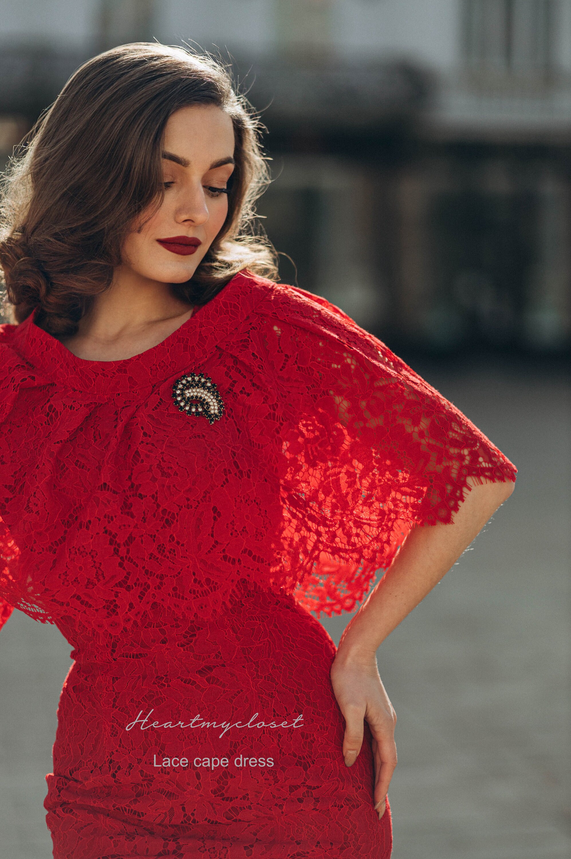 Red Cape + Pencil Dress Inspired From a Beautiful Design