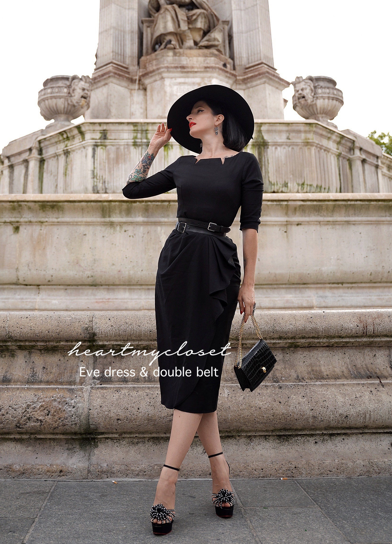 EVE Dress With Belt - Vintage Draped 1950s Inspiration