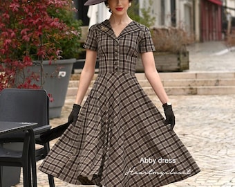 ABBY - plaid retro vintage dress 50s custom made