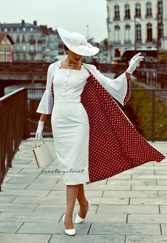 red dress with white jacket Red Dress