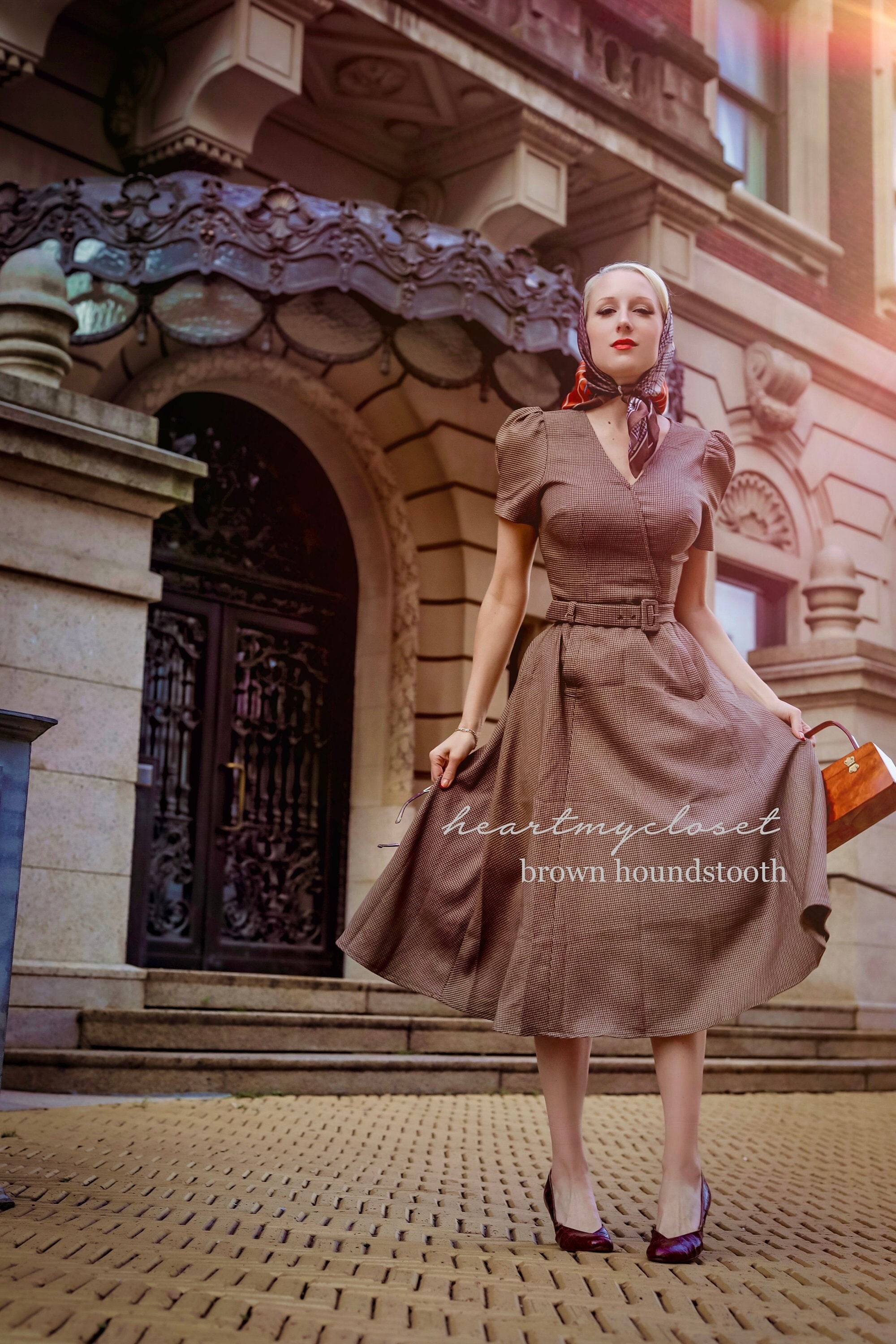 Brown Houndstooth Aline Dress - Custom Made Available - Etsy