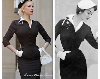 DEVON - 1950s vintage pattern dress pinup inspired custom made