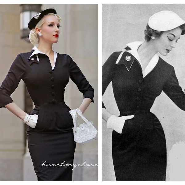 DEVON - 1950s vintage pattern dress pinup inspired custom made
