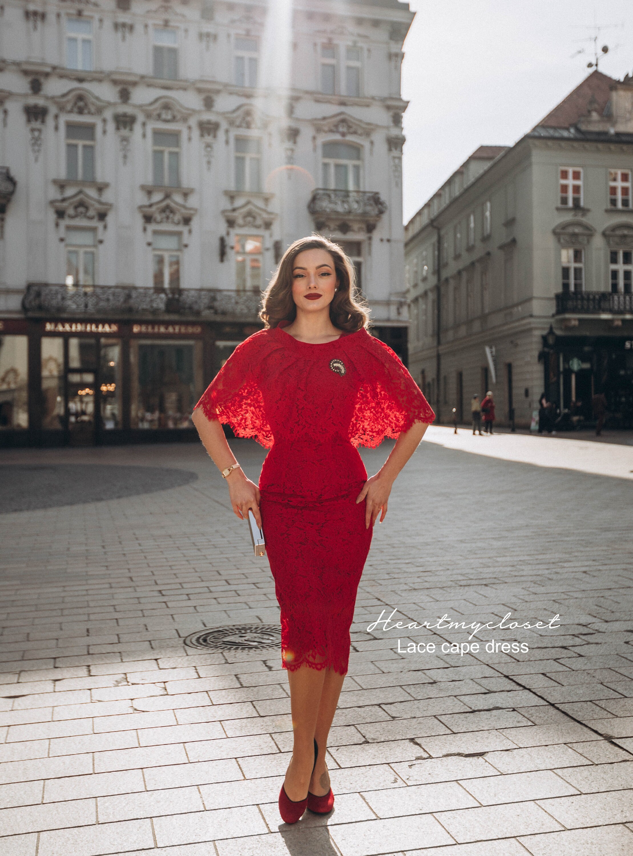 今話題のアイテムを Pencil + Cape Red Dress Design Beautiful a From Inspired カットソー(長袖+七分)