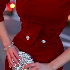VELVET Pleated Front Pencil Celeb Dress Inspired From Custom Made - Etsy