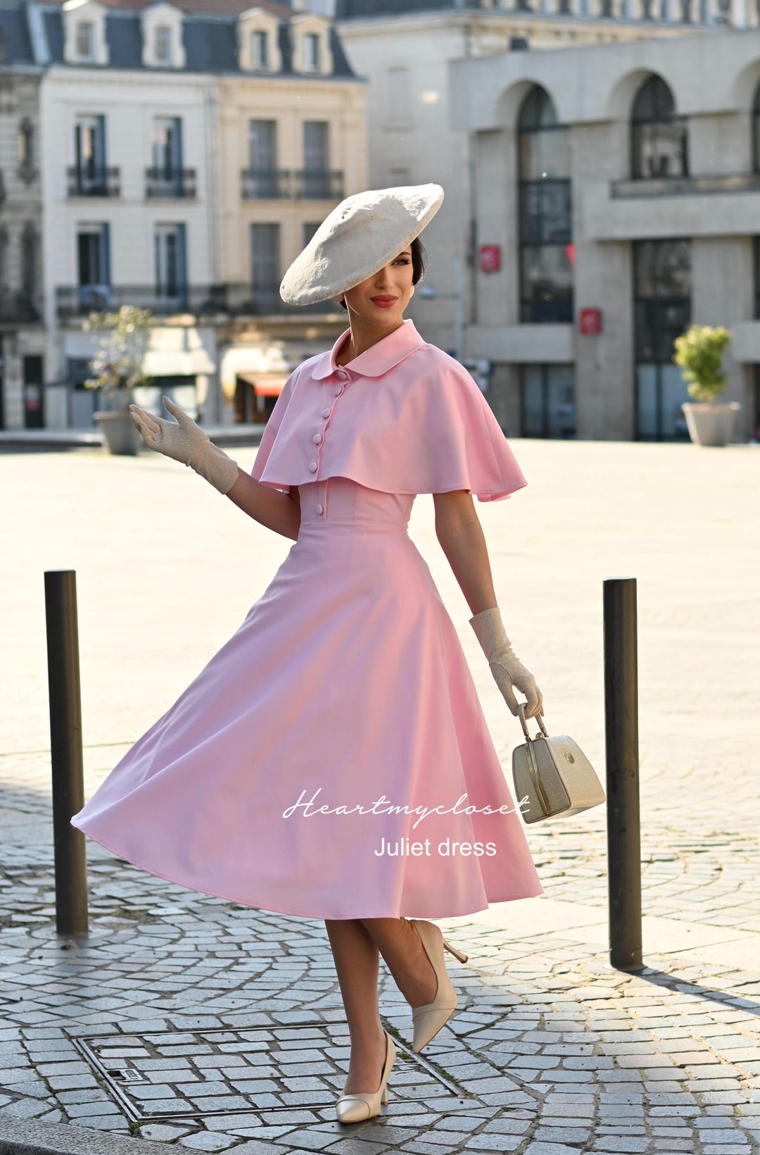 Vestido y capa Julieta Vestido swing de los años 40 y 50 con capa