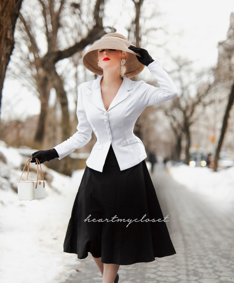 Vintage Skirts & Retro Skirt Trends Marion suit jacket swing skirt 1950s  $160.00 AT vintagedancer.com