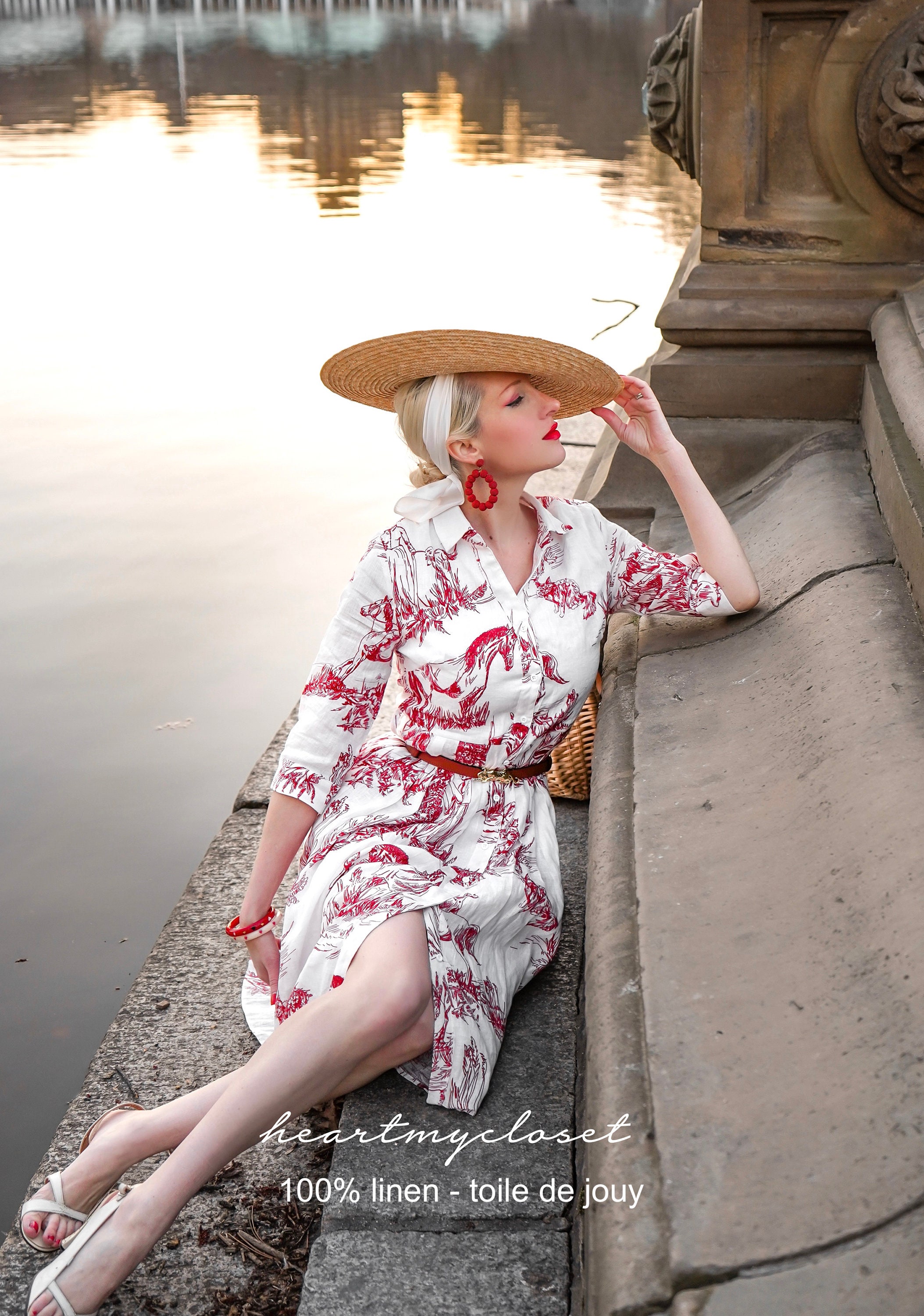 ワンピース Twist ribbon Toile de Jouy dress riu Twist ribbon Toile de Jouy dress – Riu